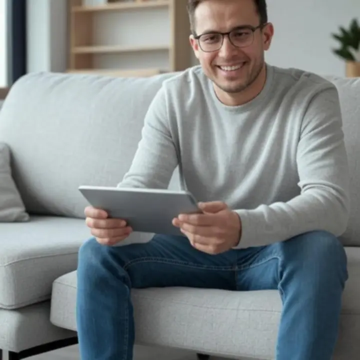 Zadowolony klient korzystający z nowoczesnego sklepu internetowego z elektroniką