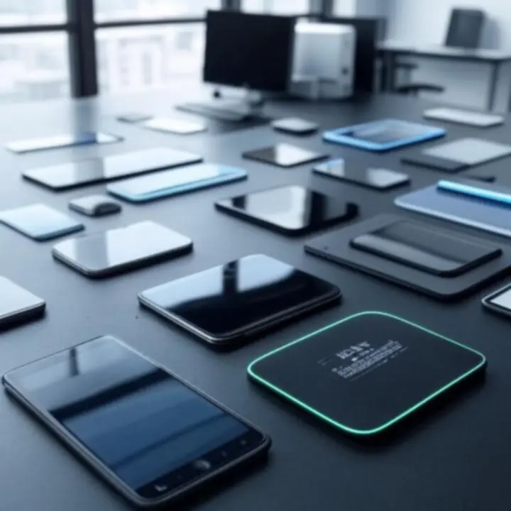 Nowoczesne urządzenia elektroniczne na ciemnym, futurystycznym tle