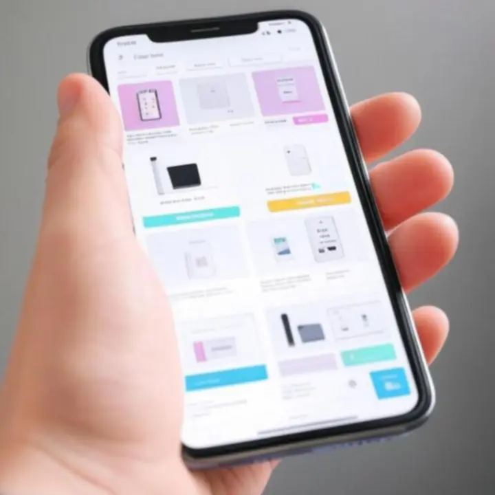 Zakupy mobilne na smartfonie w ciemnym, nowoczesnym interfejsie